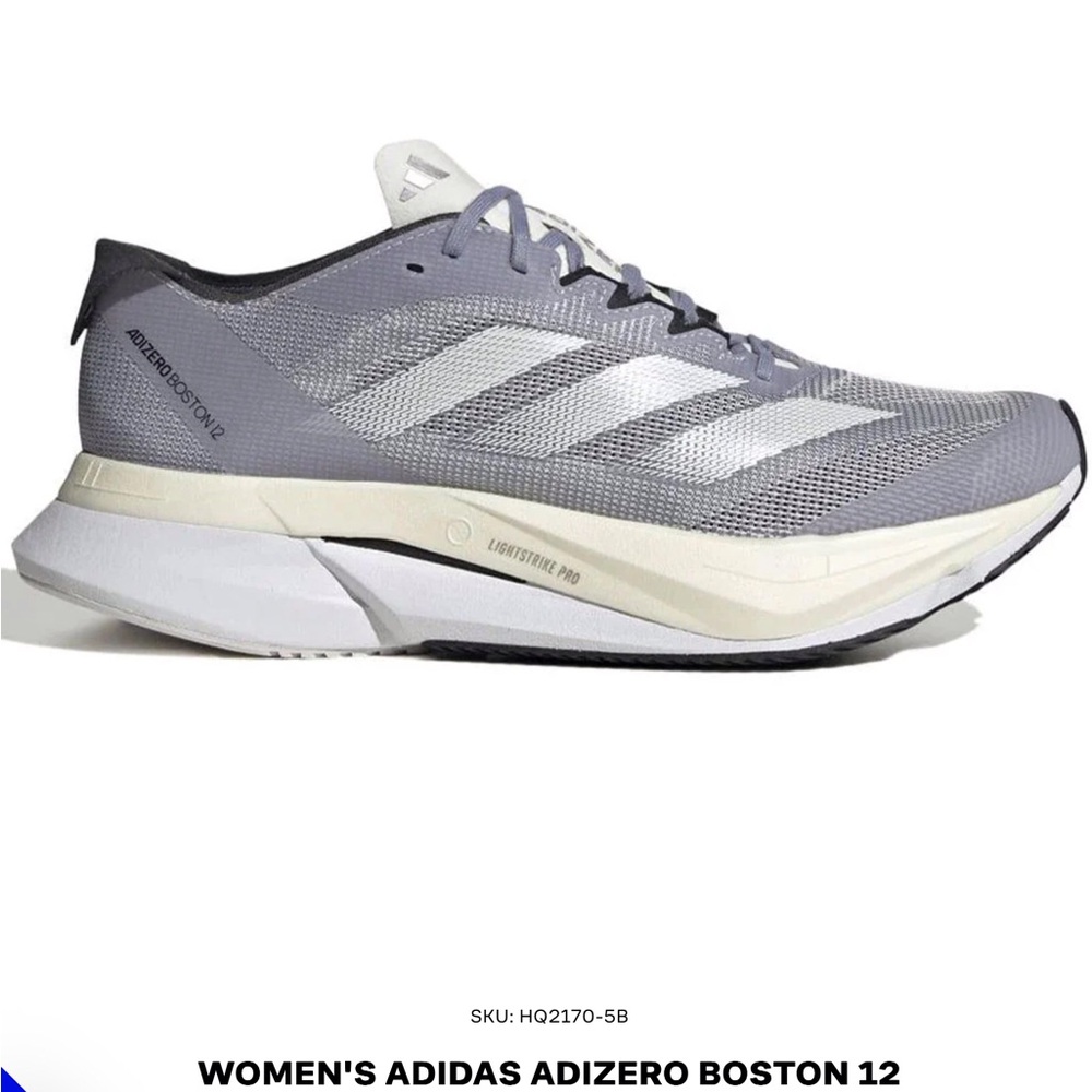 Adidas Women's Adizero Boston 12 Athletic Shoes - Gray and White